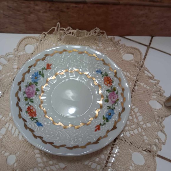 Antique Floral Demitasse Double Handle Tea\Coffee Cup Saucer Limoges France - Picture 4 of 8